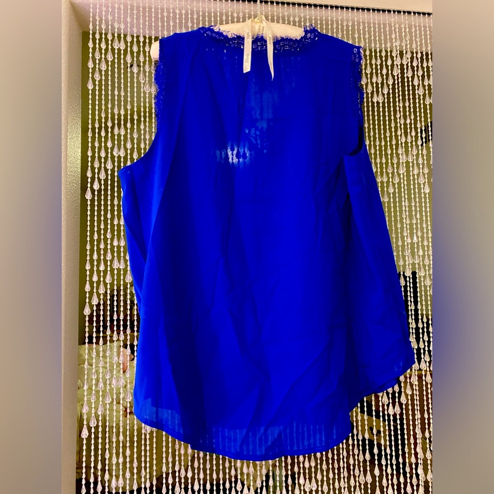 LACE BLUE BLOUSE NWOT - Picture 3 of 4